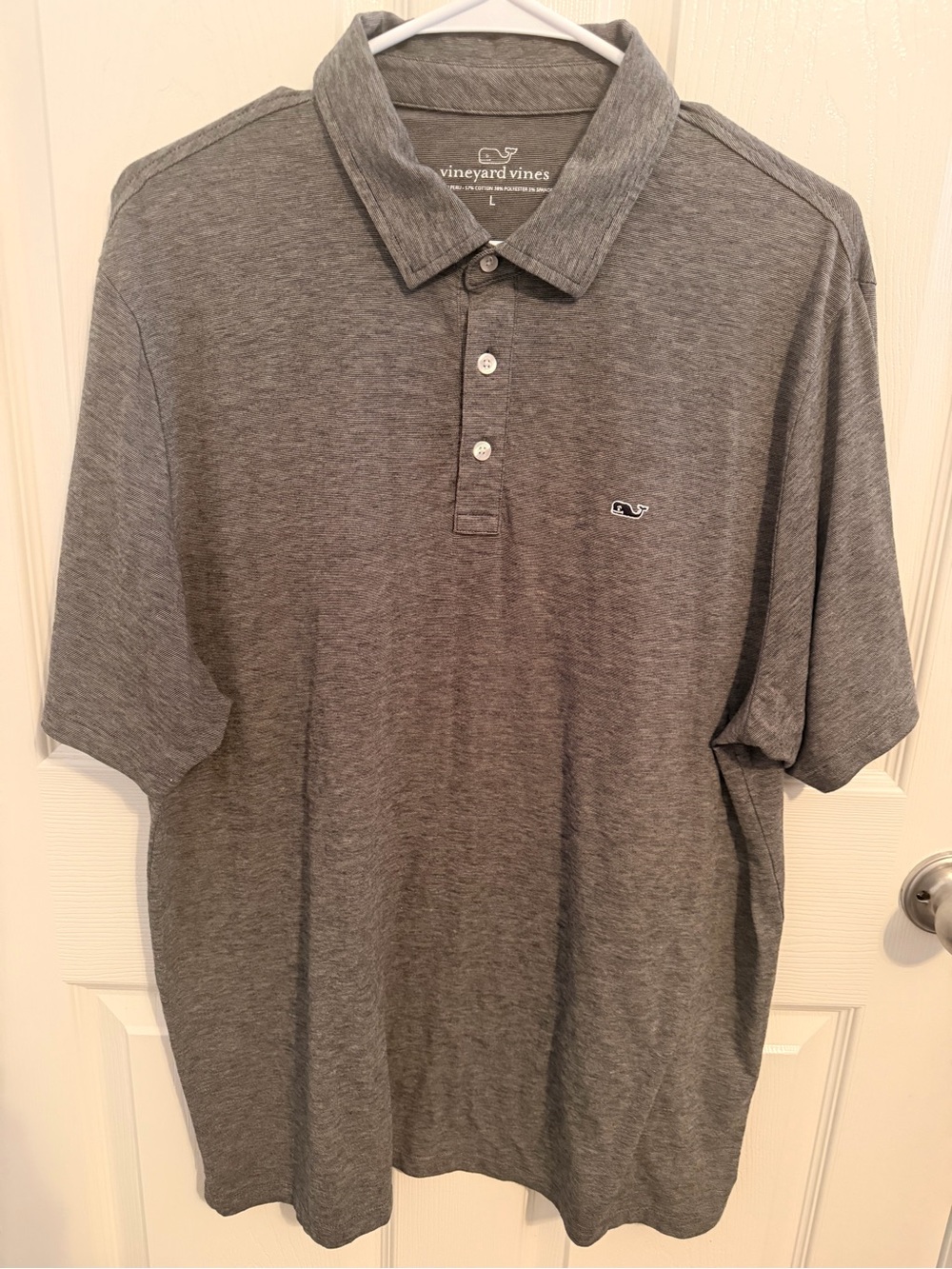 Vineyard Vines Heather Gray Men's Polo with Whale Logo